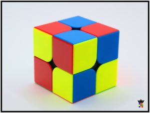 2x2 Rubik's cube in a checkered style pattern. Also called a 2x2 checkerboard pattern.